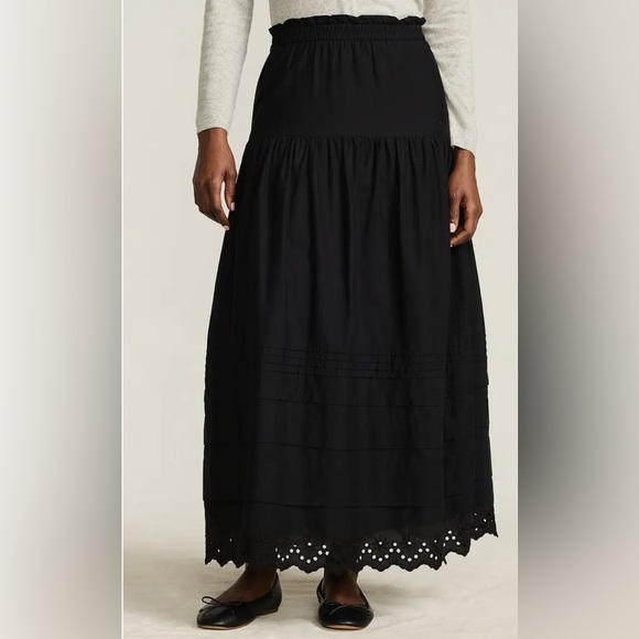 Lands' End Dresses & Skirts - Lands' End Voile Tiered Eyelet Maxi Skirt Black XL - GUC